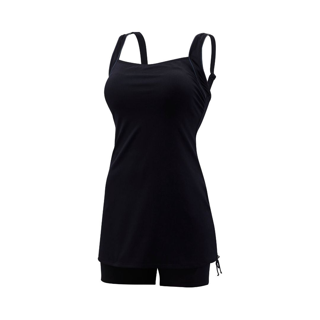 TYR WOMENS SOLID SQUARE NECK SHEATH ONE PIECE SWIMSUIT - BLACK