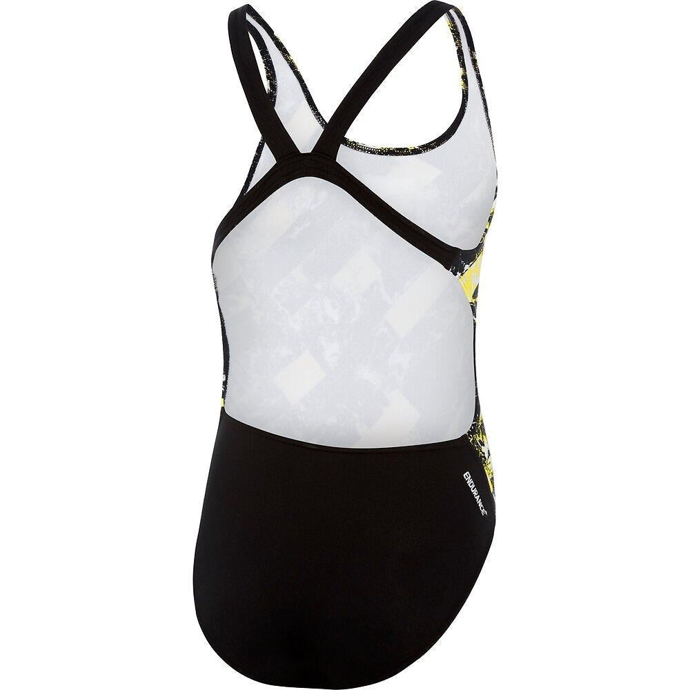 SPEEDO SCHOOL COLOURS BLACK-MARIGOLD WAVE ONE PIECE SWIMSUIT