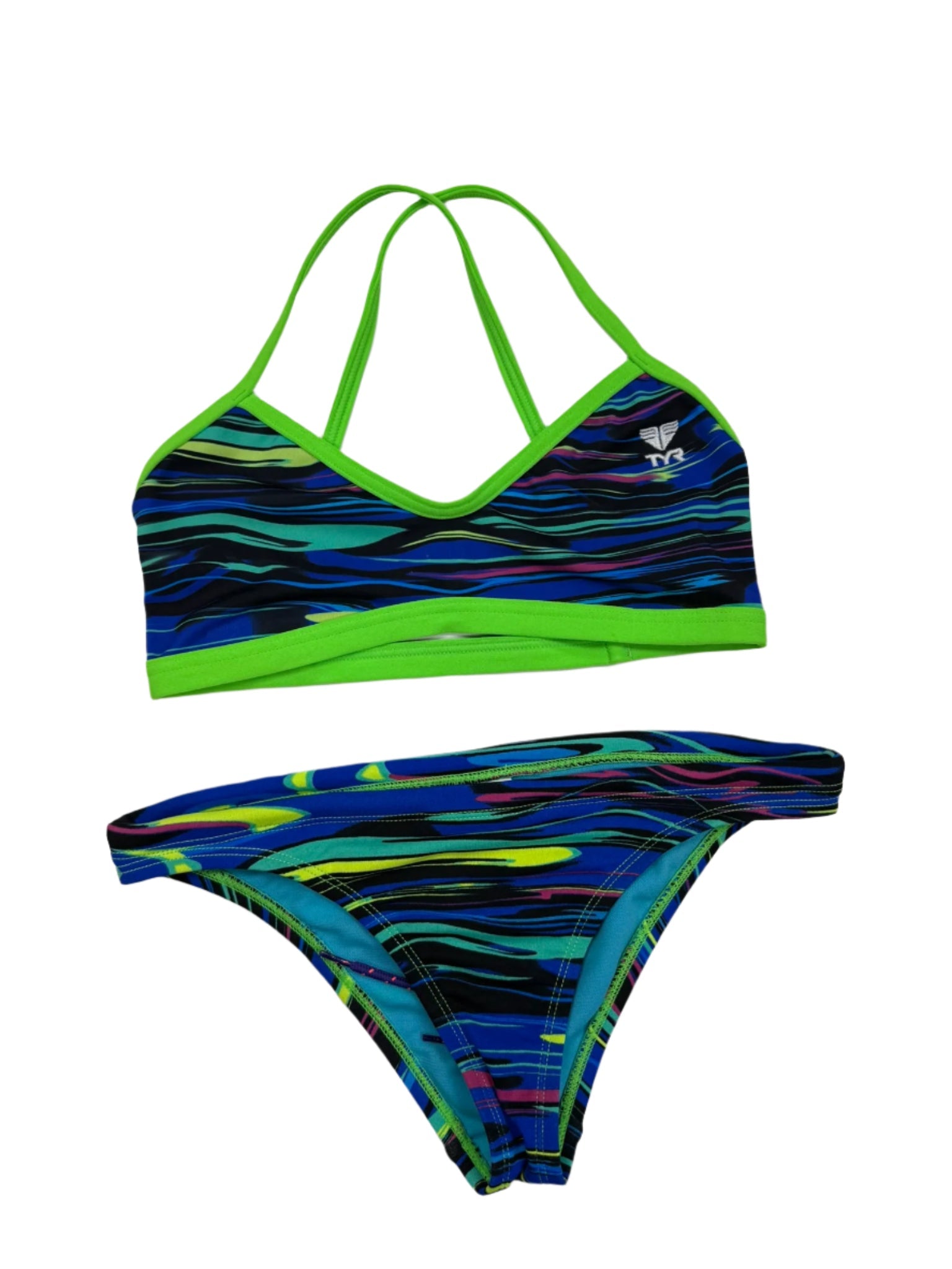 Girls TYR Fresno Trinity Top Blue Multi- G-14