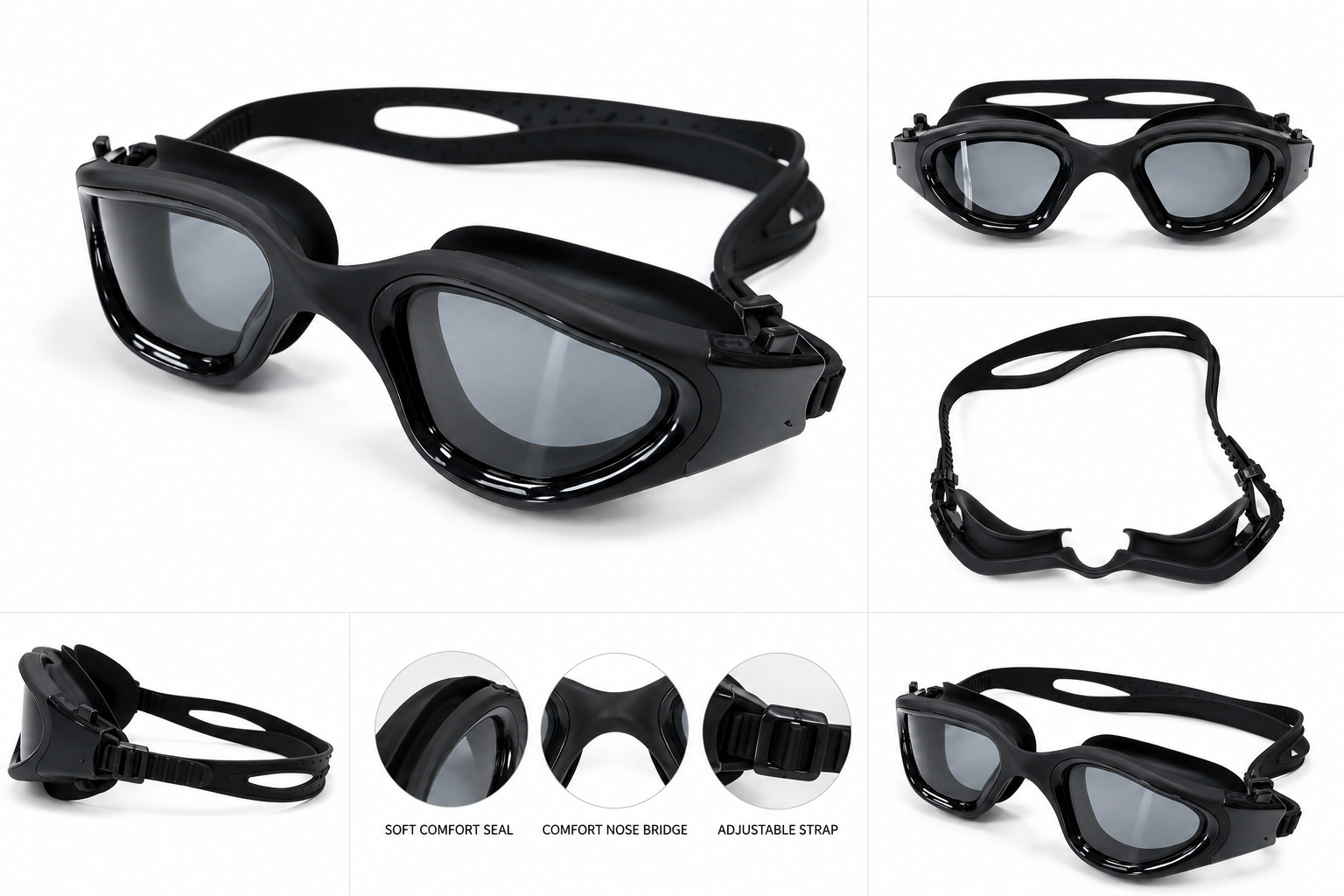 GLYDE NOVA POLARIZED - SWIMMING FITNESS AND OPEN WATER GOGGLE - BLACK/SMOKE