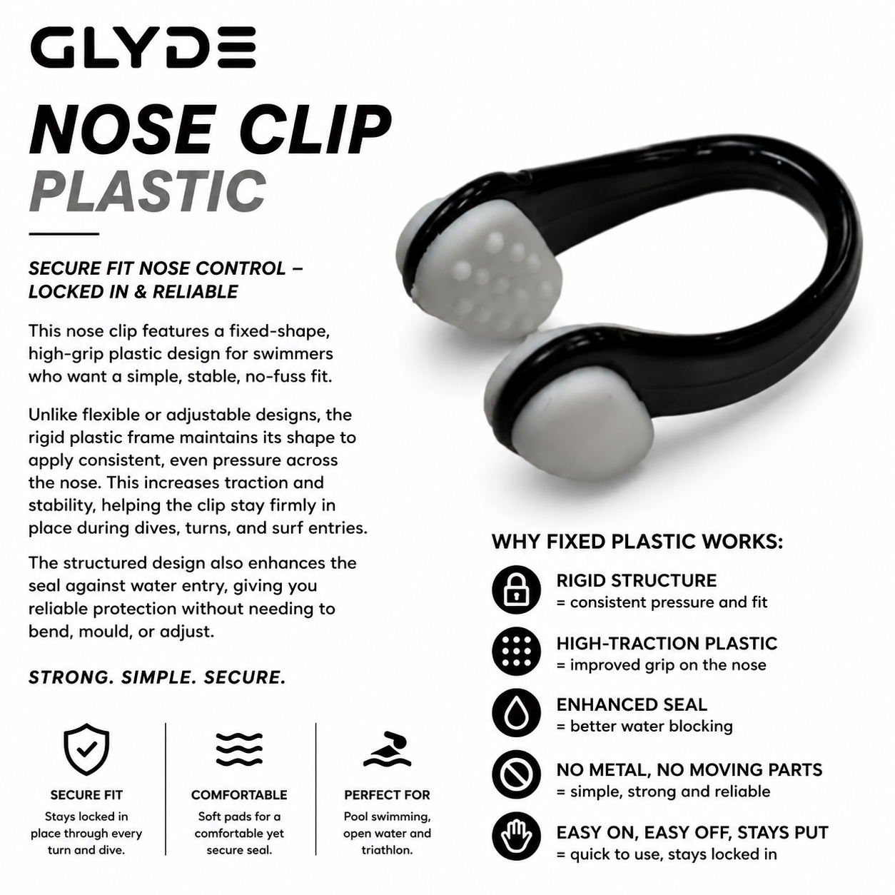 HydraLock Standard Nose Clip - Black/White