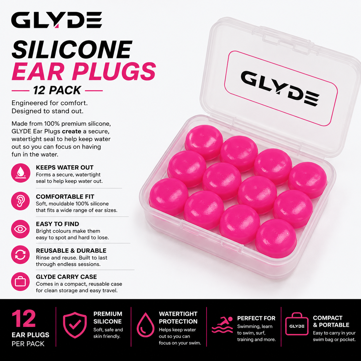 GLYDE SILICONE EAR BUDS - PINK